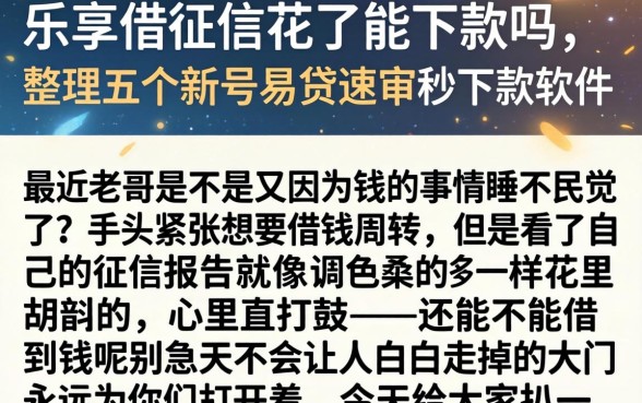 乐享借征信花了能下款吗，整理五个新号易贷速审秒下款软件