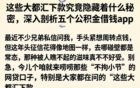 这些大都汇下款究竟隐藏着什么秘密，深入剖析五个公积金借钱app