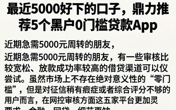 最近5000好下的口子，鼎力推荐5个黑户0门槛贷款app