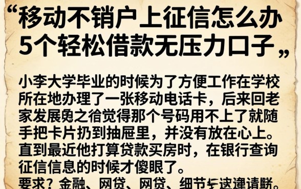 移动不销户上征信怎么办，细致阐述5个轻松借款无压力口子