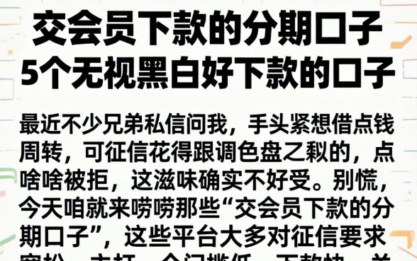 交会员下款的分期口子，概括5个无视黑白好下款的口子