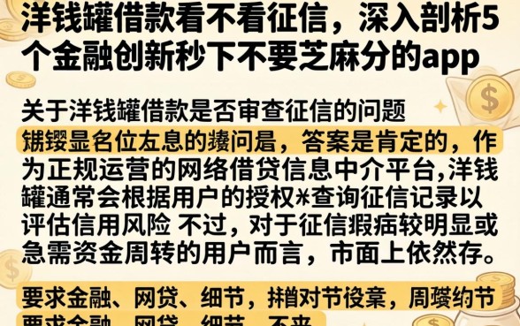 洋钱罐借款看不看征信，深入剖析5个金融创新秒下不要芝麻分的app