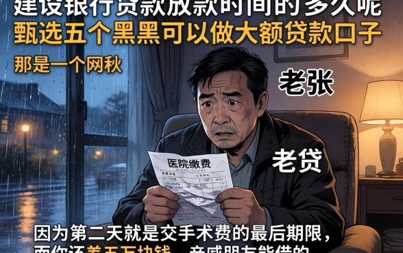 建设银行贷款放款时间要多久呢，甄选五个黑户可以做大额贷款口子