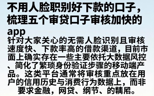 不用人脸识别好下款的口子，梳理五个审贷口子审核加快的app