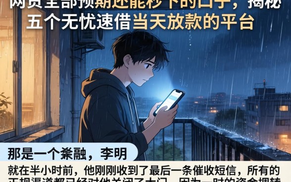 网贷全部预期还能秒下的口子，揭秘五个无忧速借当天放款的平台