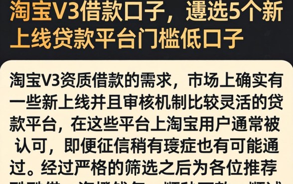 淘宝v3借款口子，遴选5个新上线贷款平台门槛低口子