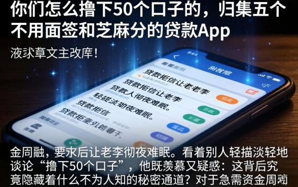 你们怎么撸下50个口子的，归集五个不用面签和芝麻分的贷款app