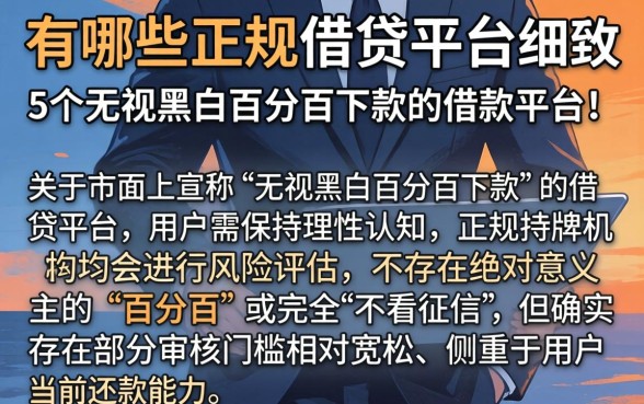 有哪些正规的借贷平台，细致阐述5个无视黑白百分百下款的借款平台