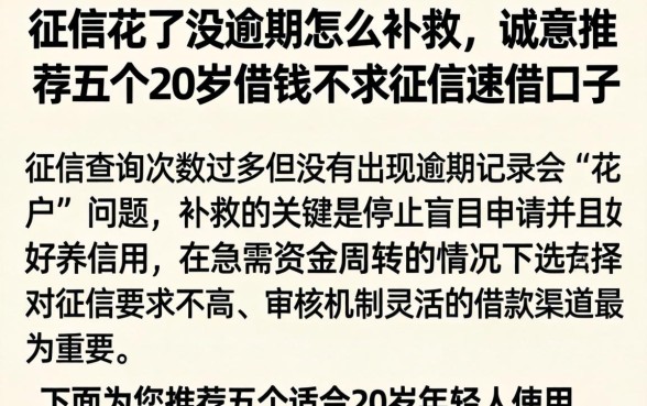 征信花了没逾期怎么补救，诚意推荐五个20岁借钱不求征信速借口子