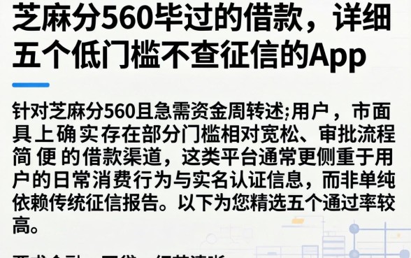 芝麻分560毕过的借款,详细阐述五个低门槛不查征信的app
