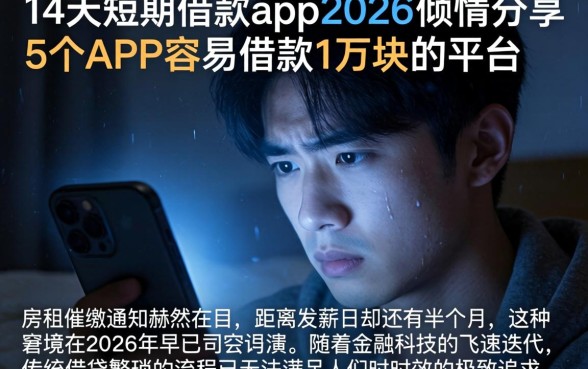 14天短期借款app2026，倾情分享5个APP容易借款1万块的平台