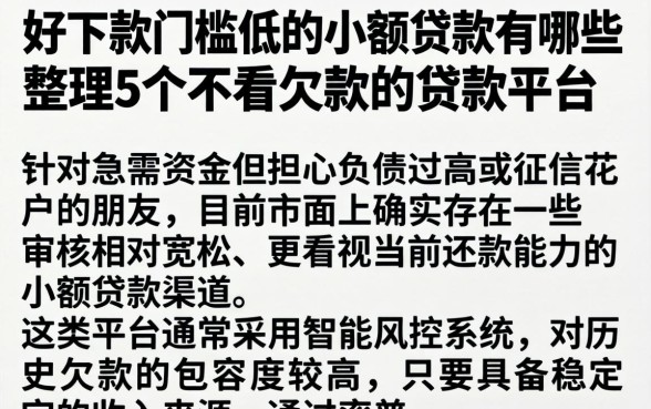 好下款门槛低的小额贷款有哪些，整理5个不看欠款的贷款平台