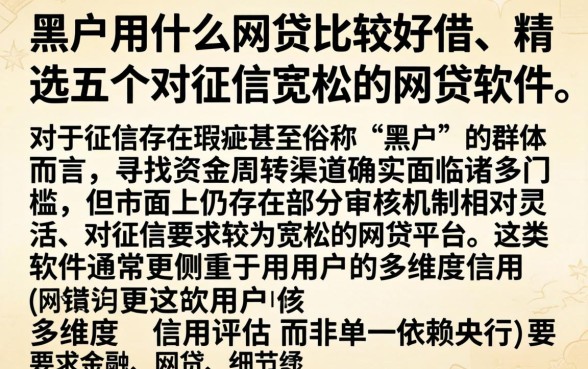 黑户用什么网贷比较好借，精选五个对征信宽松的网贷软件