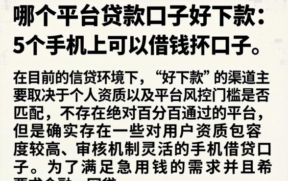 哪个平台贷款口子好下款，详细阐述5个手机上可以借钱的口子