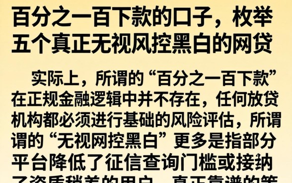 百分之一百下款的口子，枚举五个真正无视风控黑白的网贷