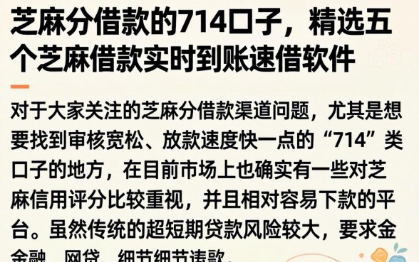 芝麻分借款的714口子,精选五个芝麻借款实时到账速借软件