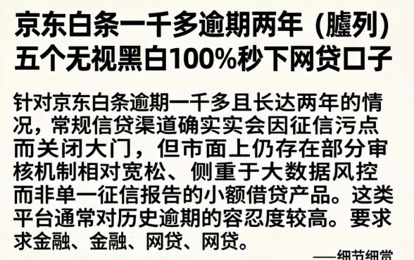 京东白条一千多逾期两年,胪列五个无视黑白100%秒下网贷口子
