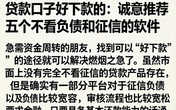 贷款口子好下款的，诚意推荐五个不看负债和征信的软件