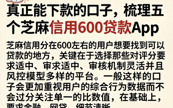 真正能下款的口子,梳理五个芝麻信用600贷款app