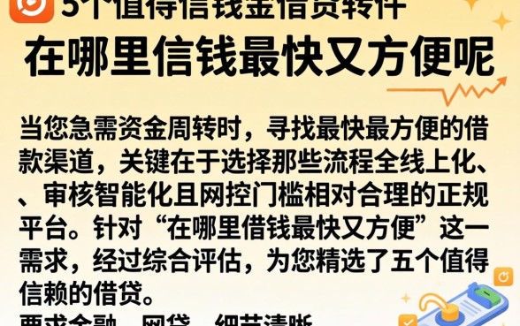 在哪里借钱最快又方便呢，详细阐述5个值得信赖的借贷软件