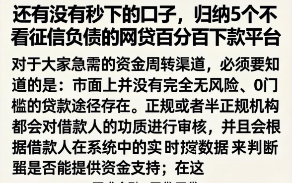 还有没有秒下的口子，归纳5个不看征信负债的网贷百分百下款平台