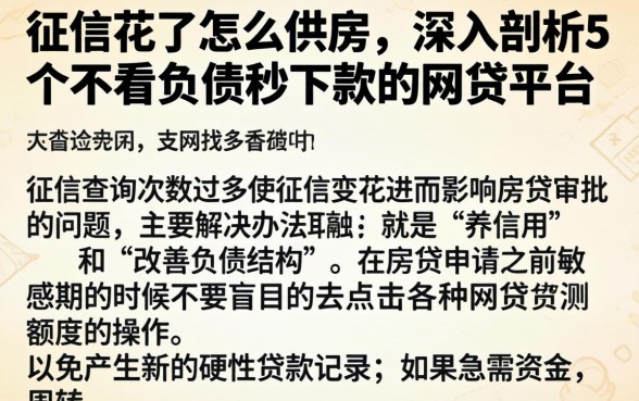 征信花了怎么供房，深入剖析5个不看负债秒下款的网贷平台