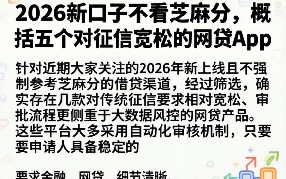 2026新口子不看芝麻分，概括五个对征信宽松的网贷app