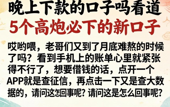 晚上下款的口子吗，详尽说明5个高炮必下的新口子