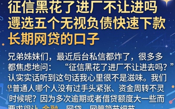征信黑花了进厂不让进吗，遴选五个无视负债快速下款长期网贷的口子