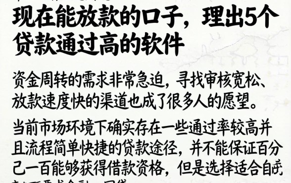 现在能放款的口子，理出5个贷款通过高的软件