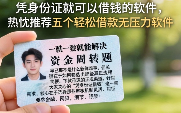 凭身份证就可以借钱的软件，热忱推荐五个轻松借款无压力软件
