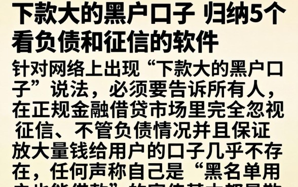 下款大的黑户口子，归纳5个不看负债和征信的软件