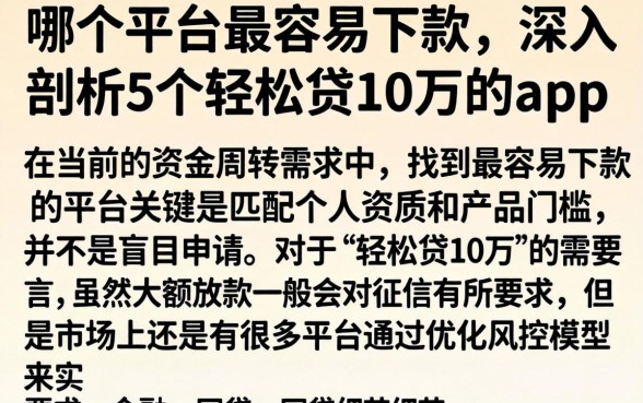 哪个平台最容易下款，深入剖析5个轻松贷10万的app