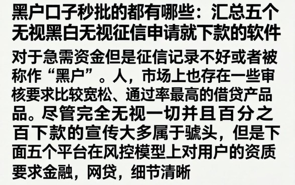黑户口子秒批的都有哪些，汇总五个无视黑白无视征信申请就下款的软件