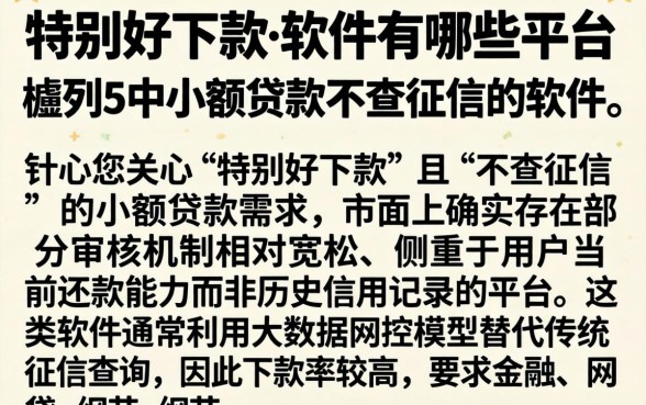 特别好下款的软件有哪些平台，胪列5个小额贷款不查征信的软件