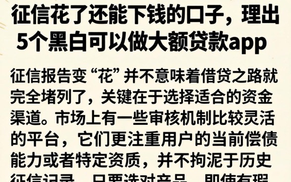 征信花了还能下钱的口子，理出5个黑户可以做大额贷款app