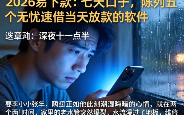2026易下款的七天口子，陈列五个无忧速借当天放款的软件