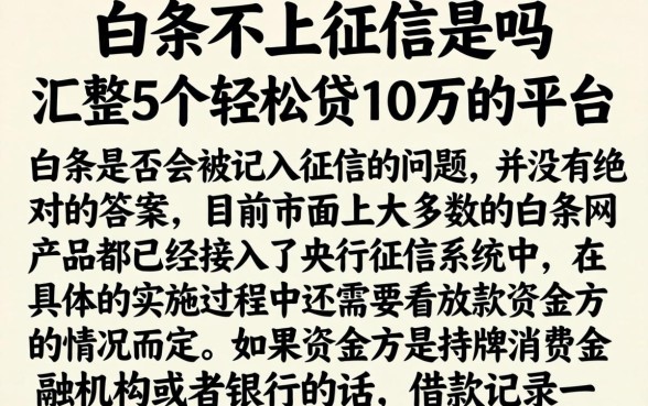 白条不上征信是吗，汇整5个轻松贷10万的平台