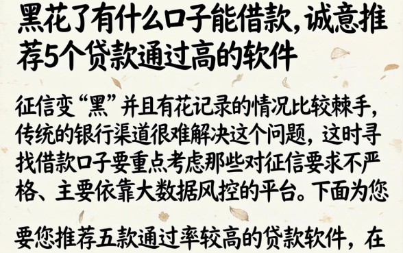 黑花了有什么口子能借款，诚意推荐5个贷款通过高的软件