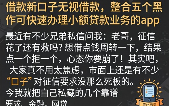 借款新口子无视借款，整合五个黑户可快速办理小额贷款业务的app