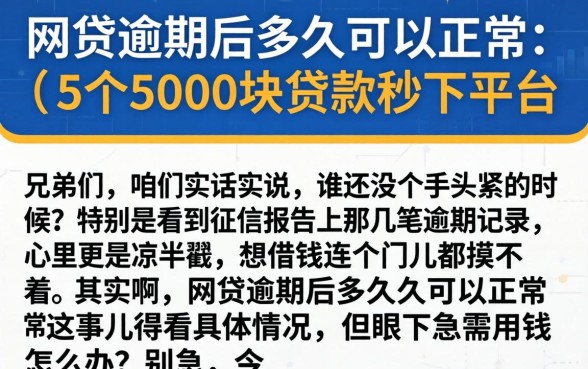 网贷逾期后多久可以正常，细致阐述5个5000块贷款秒下平台