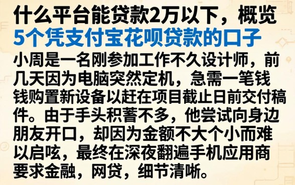 什么平台能贷款2万以下，概览5个凭支付宝花呗贷款的口子