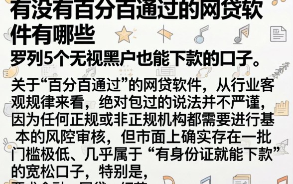 有没有百分百通过的网贷软件有哪些，罗列5个无视黑户也能下款的口子