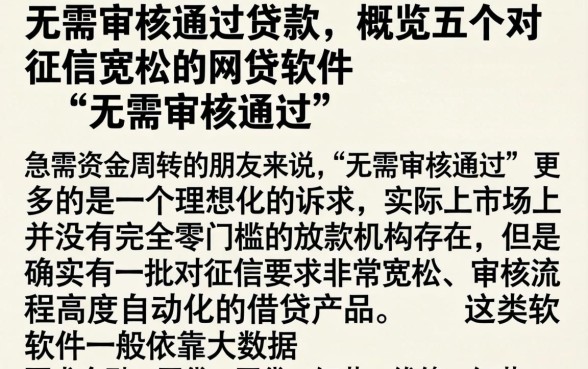 无需审核通过贷款，概览五个对征信宽松的网贷软件