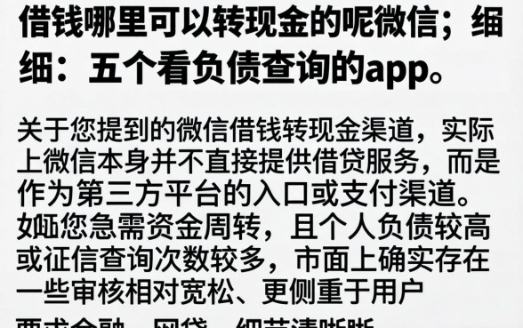 借钱哪里可以转现金的呢微信，细致阐述五个不看负债查询的app