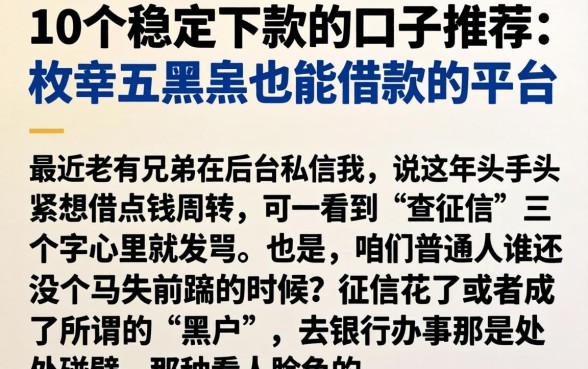10个稳定下款的口子推荐，枚举五个黑户也能借款的平台