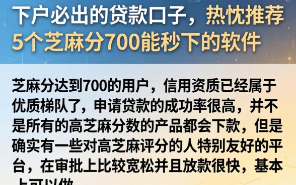 下户必出的贷款口子,热忱推荐5个芝麻分700能秒下的软件