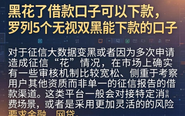 黑花了借款口子可以下款，罗列5个无视双黑能下款的口子