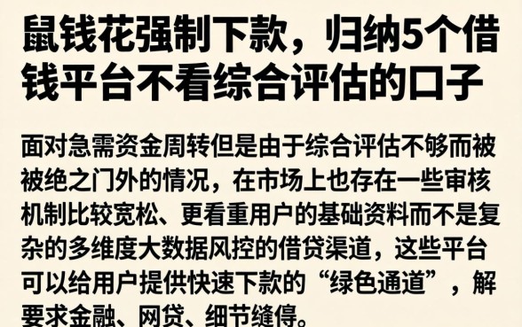 鼠钱花强制下款，归纳5个借钱平台不看综合评估的口子