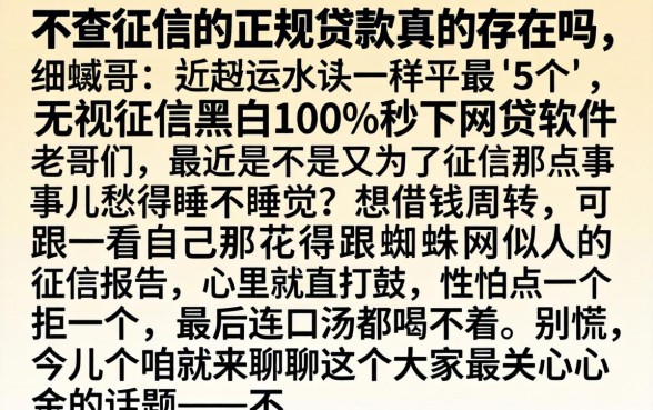 不查征信的正规贷款真的存在吗，细致阐述5个无视征信黑白100%秒下网贷软件